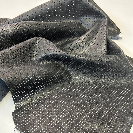 Perforated Authentic Real Genuine Lambskin Leather Square Lines Pattern