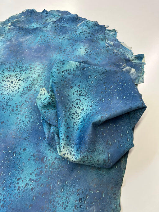 Leather Water Drops Print Suede