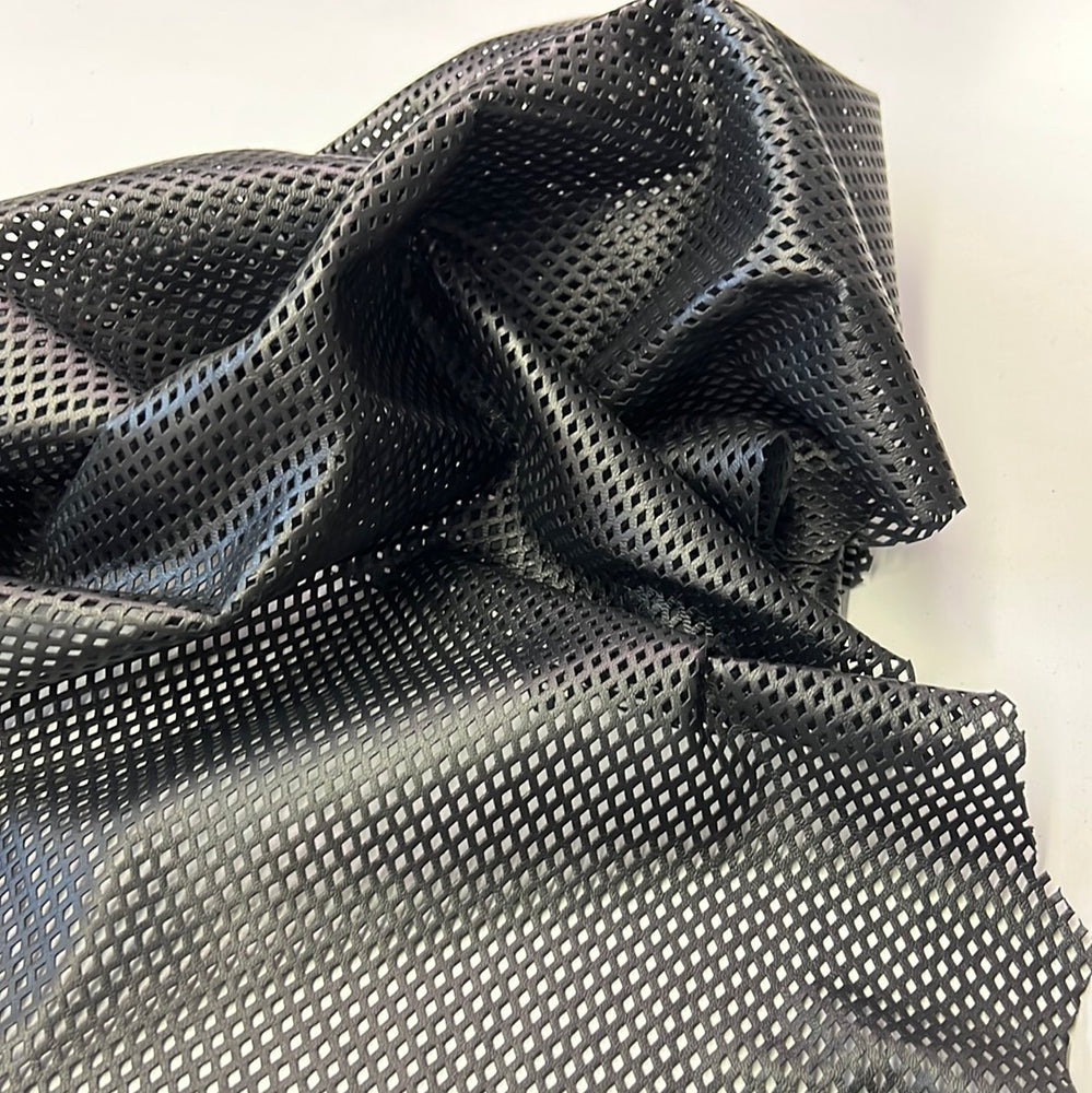 Perforated Black Large Diamond Lambskin Leather
