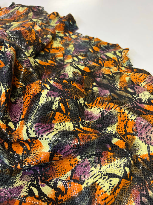 Suede Python Print Multi Color Lambskin Hide