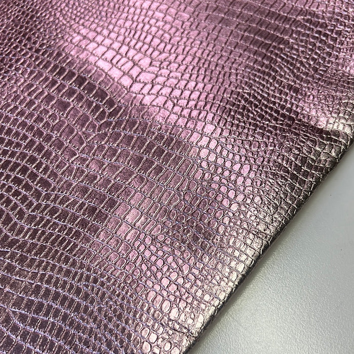 Leather Embossed Metallic Print Baby Alligator Look Leather