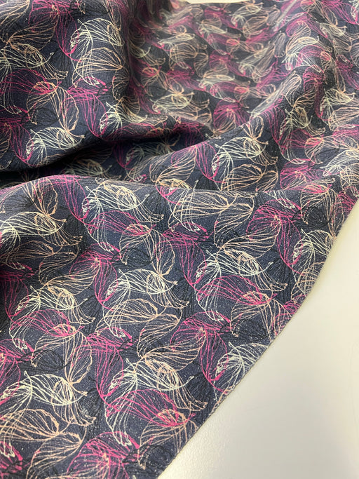 Suede Leaves Print Calfskin Suede