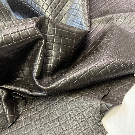 Quilted Squares Embossed Lambskin Leather