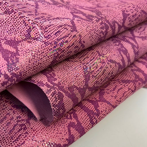 Suede Iridescent Python Print Pigskin Hide